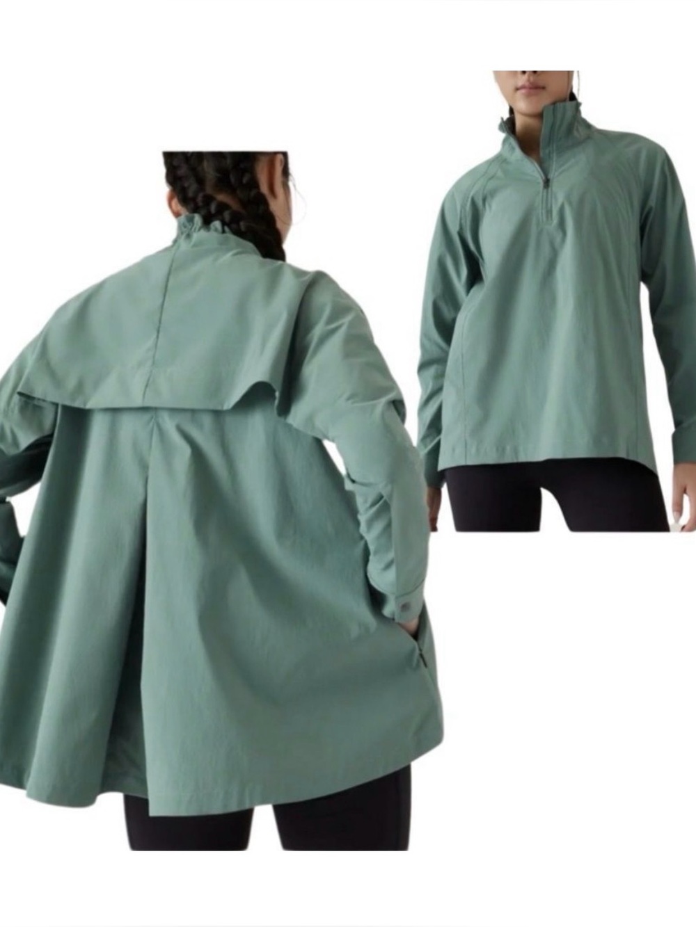ATHLETA Advantage Poplin Jacket Women's XL Light Teal Quarter Zip Mock Neck vent
